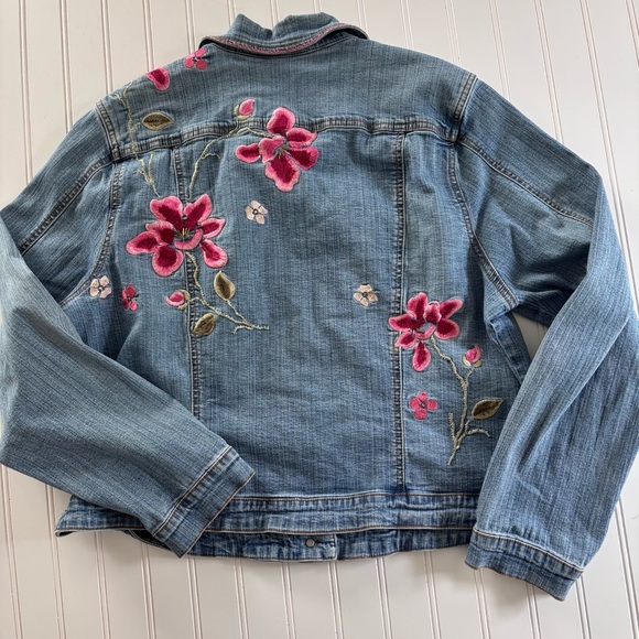 Venezia Jackets & Blazers - Sweet Floral Spring Embroidered Denim Jean Jacket XL 14 16